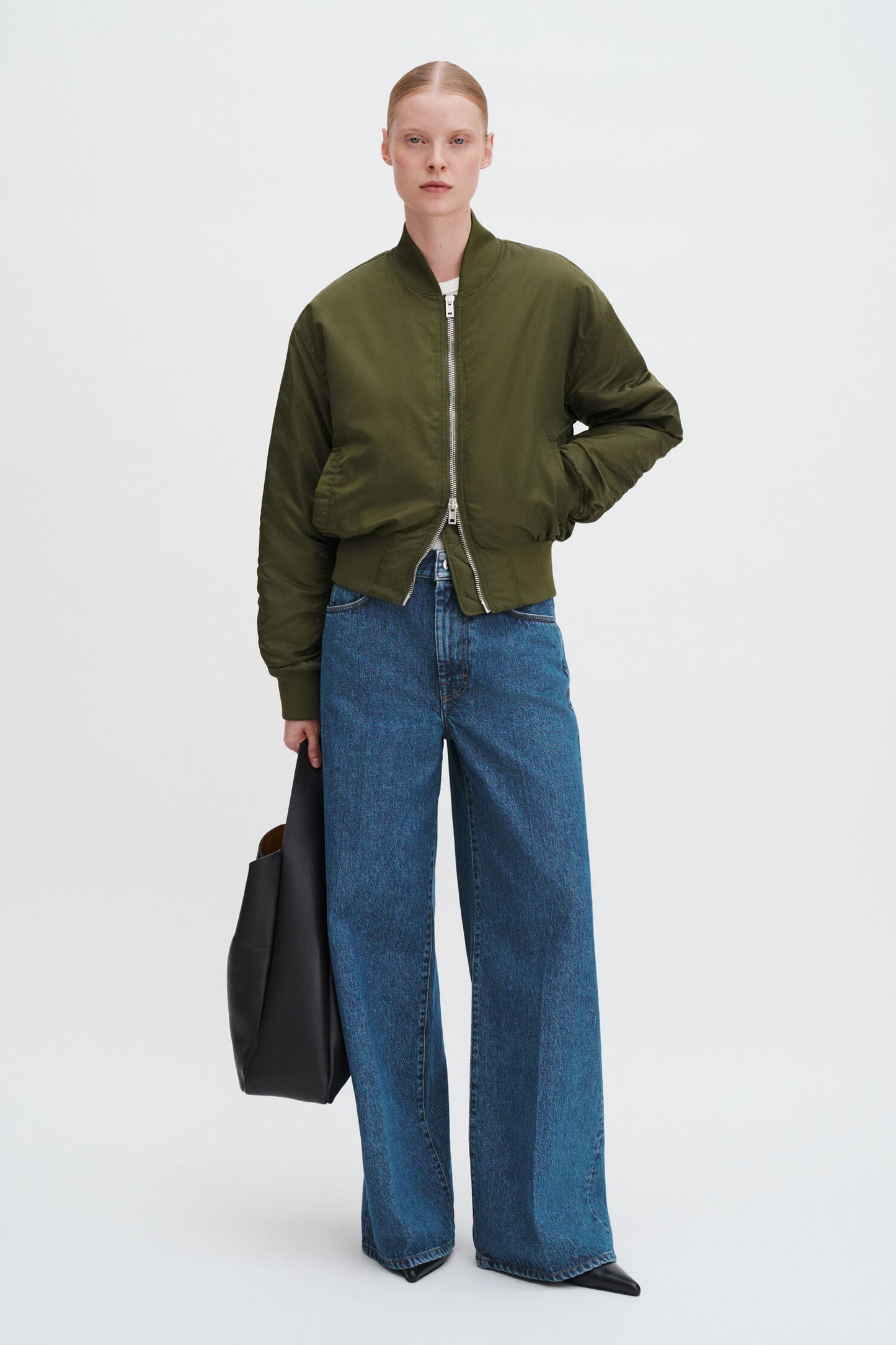 Nylon zip jacket midnight green