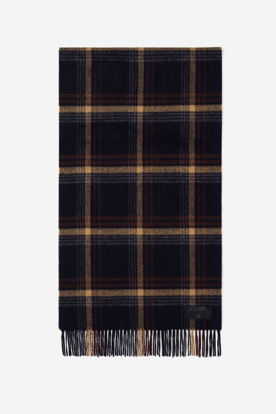 Black brown check scarf