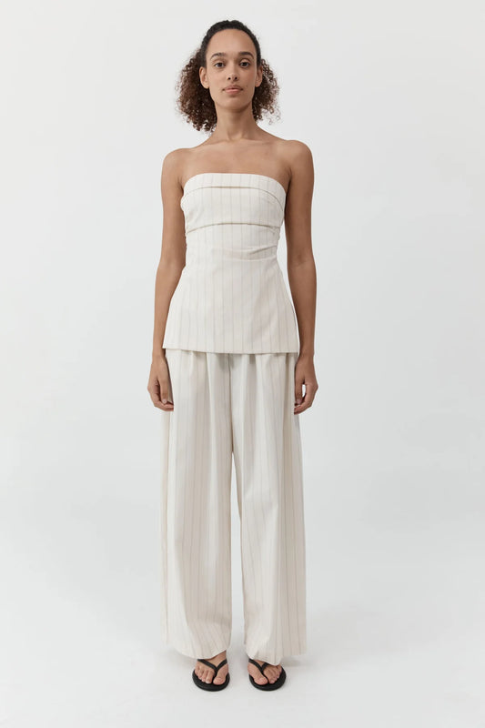 Everyday relaxed pants - ecru stripe