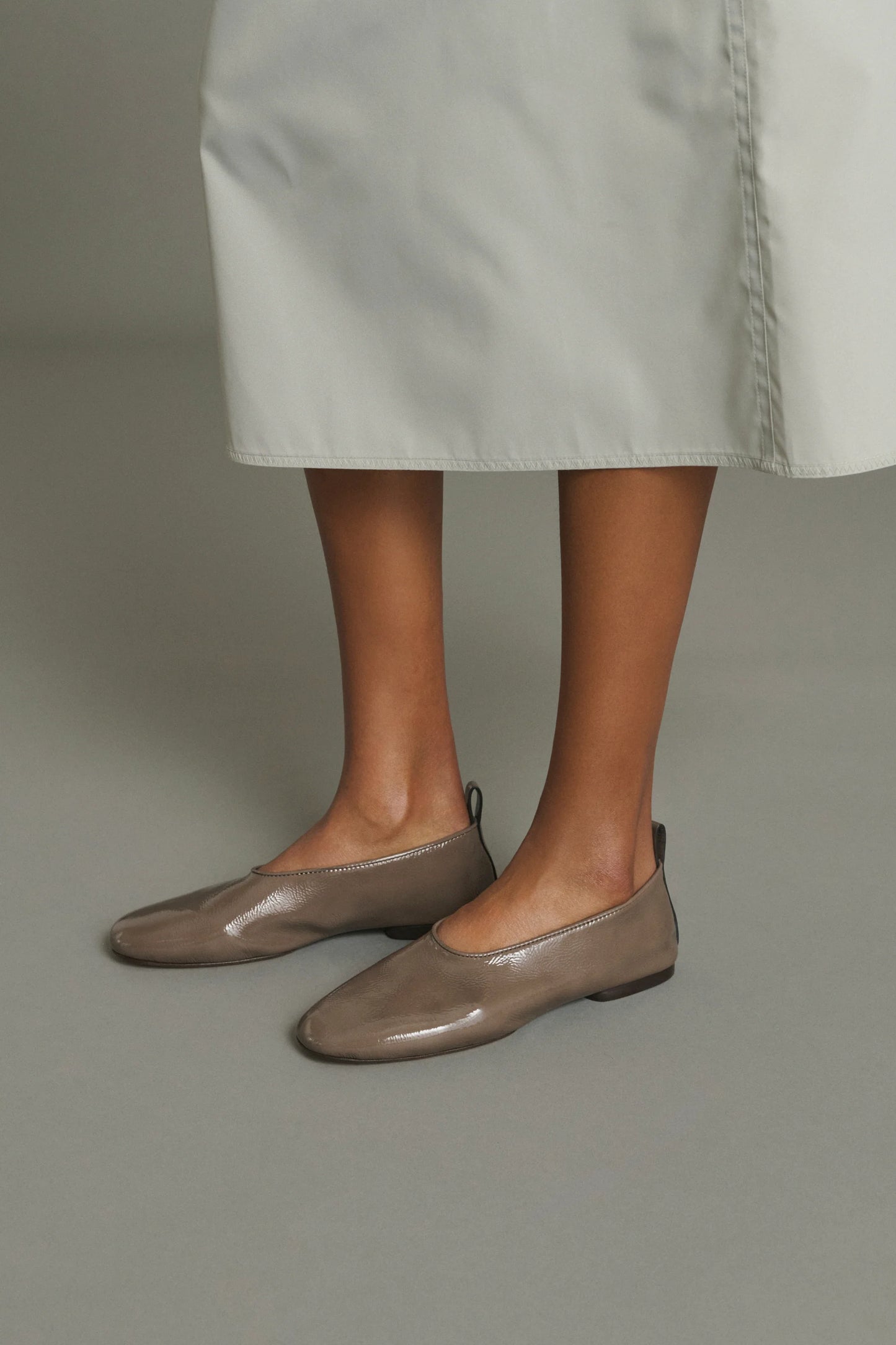 Bala flats khaki patent leather