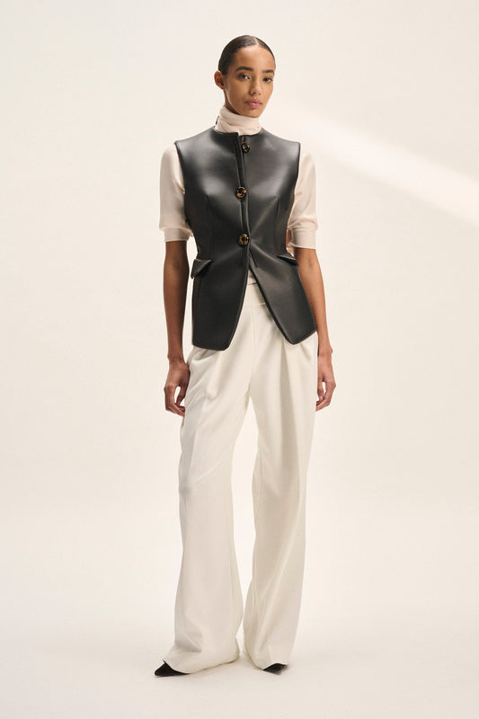 Decor sleeveless jacket in black