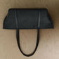 Woven slim bateau tote - black