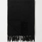 Woven black scarf with fringe