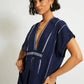Gasira v-neck caftan - navy