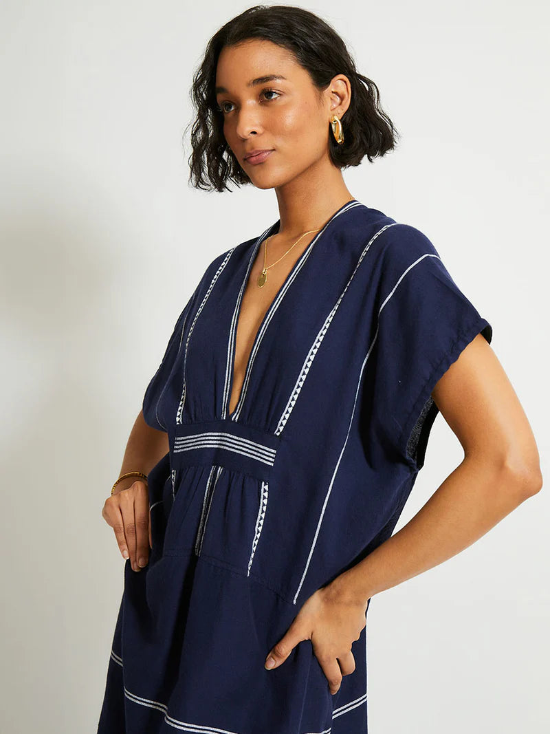 Gasira v-neck caftan - navy