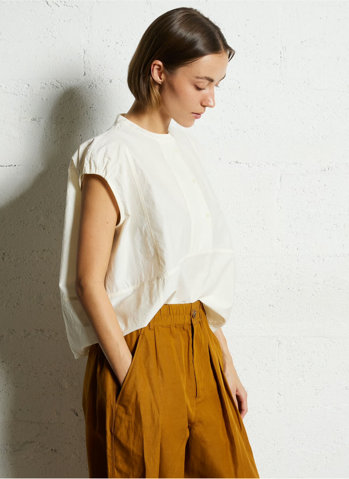 Danube blouse in crinkled cotton - vanilla