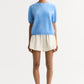Brushed cashmere short sleeve - azure