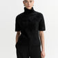 Brushed cashmere short sleeve turtleneck black