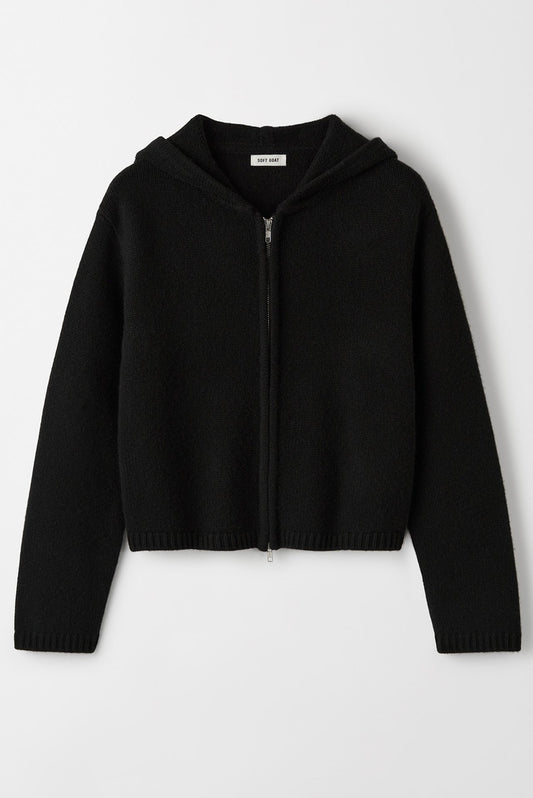 Chunky cashmere hoodie black