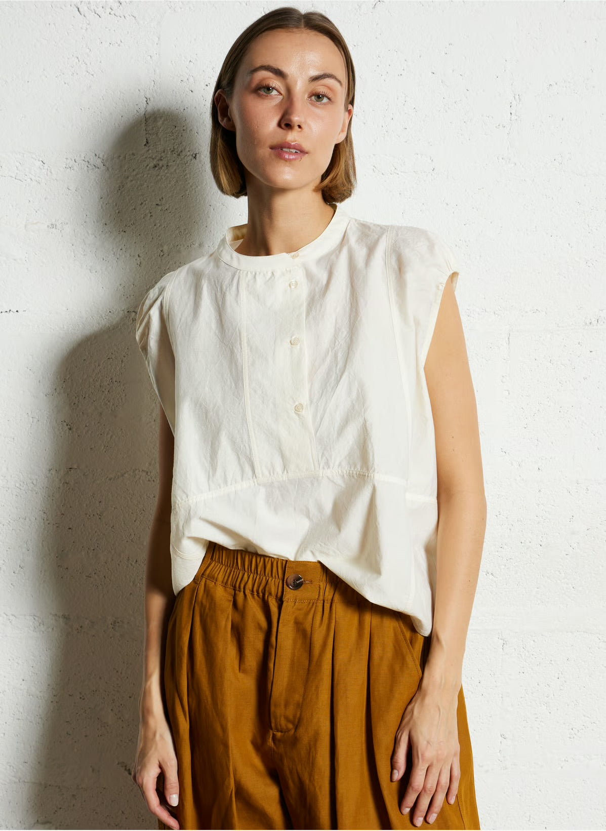 Danube blouse in crinkled cotton - vanilla