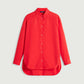 Oversized shirt in glazed poplin - red