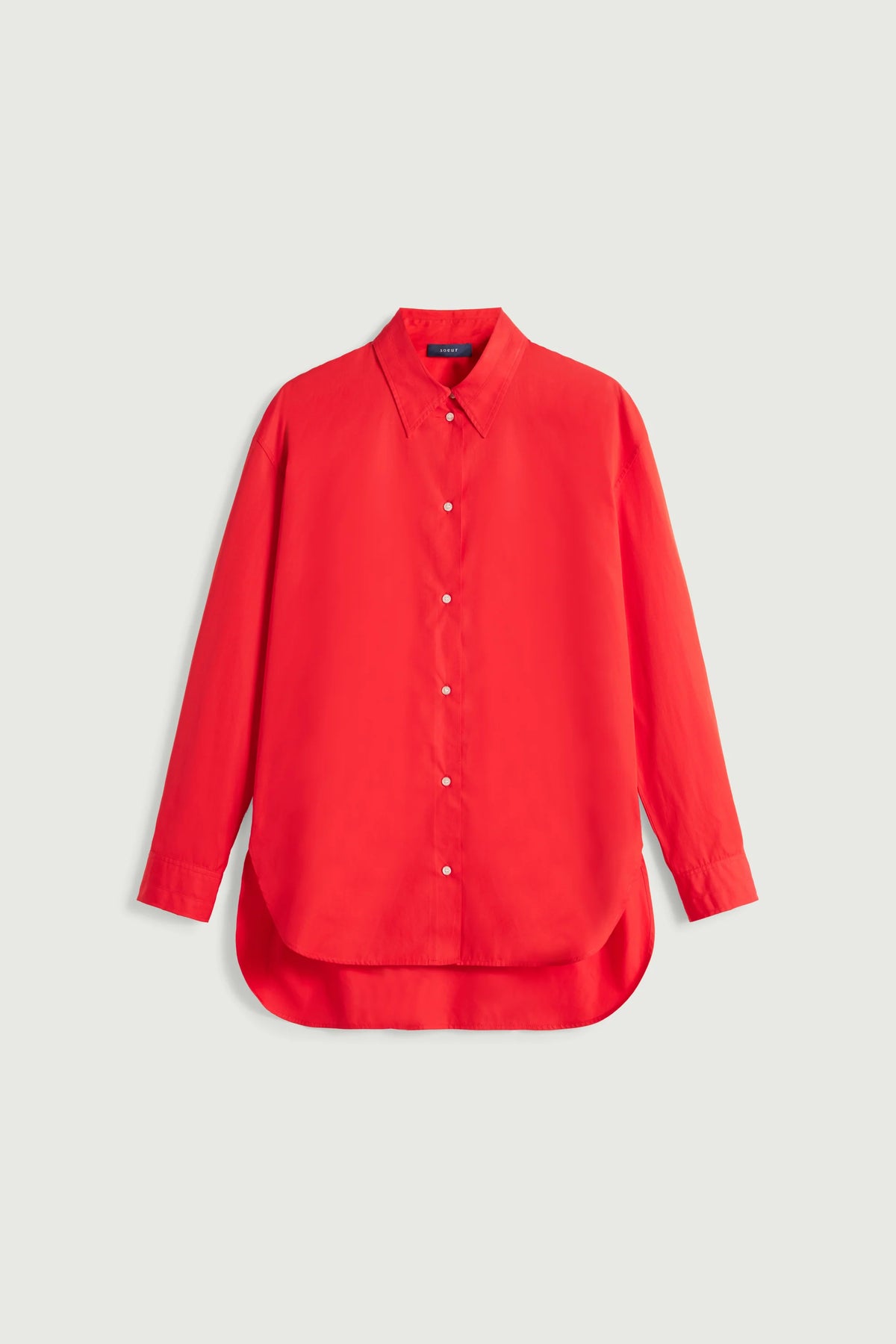 Oversized shirt in glazed poplin - red
