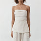 Strapless tie back top - ecru stripe