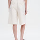 Relaxed pleated cotton linen shorts
