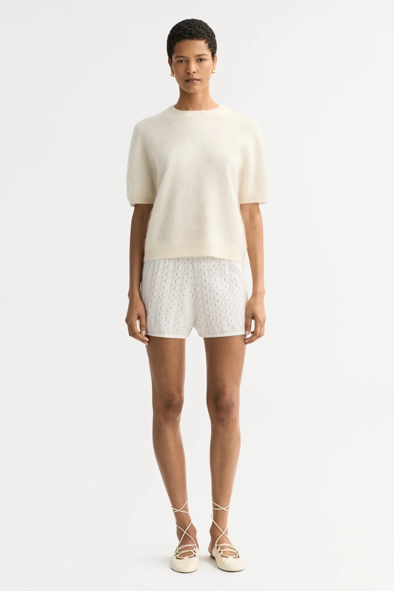 Brushed short sleeve - feather white