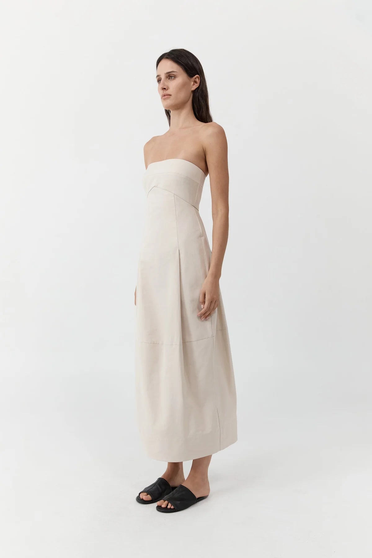 Canvas pleat cocoon dress - shell