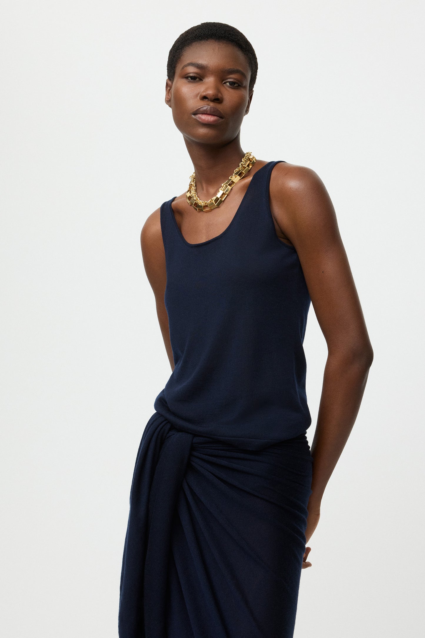 Featherlight singlet cashmere - navy