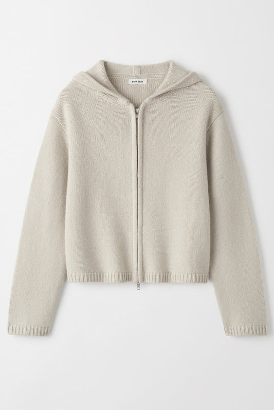 Chunky cashmere hoodie chalk