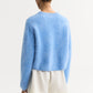 Brushed cashmere crewneck in azure blue