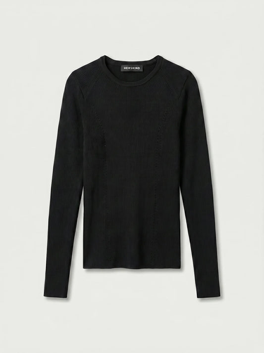 Camil Knit Blouse in Dark Grey