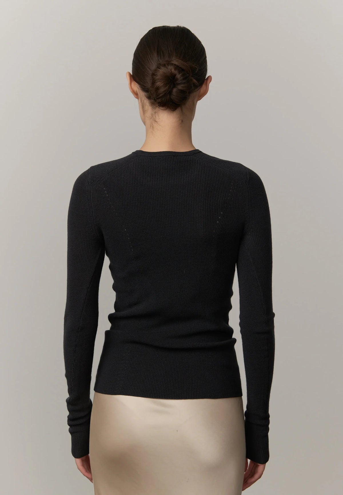 Camil Knit Blouse in Dark Grey