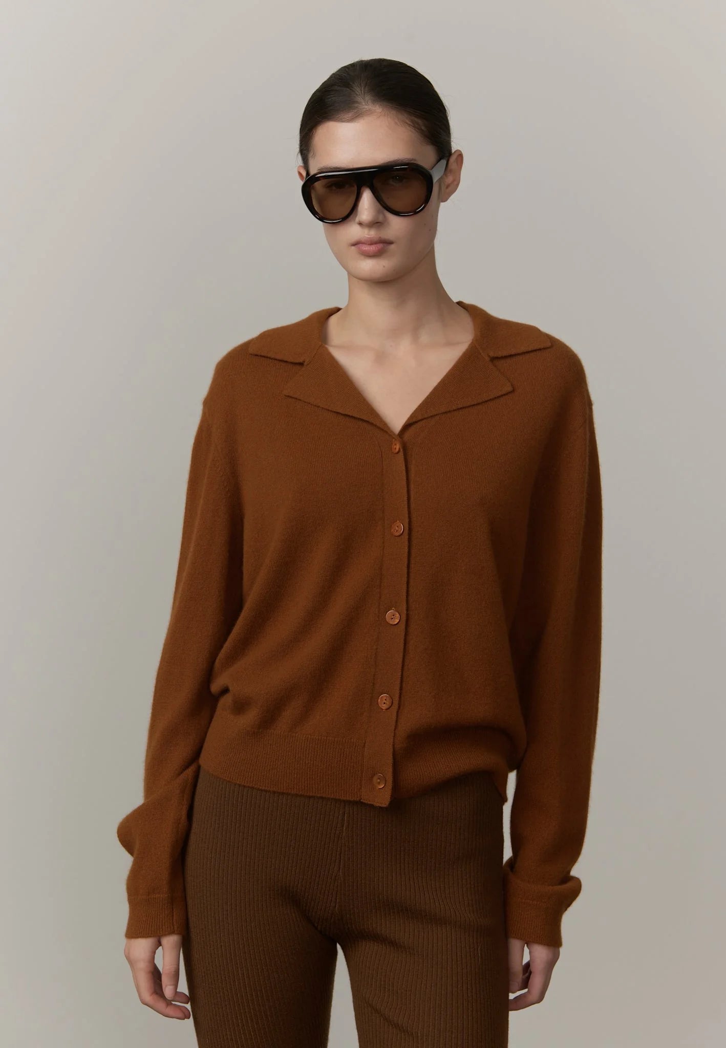 Alton Cashmere Cardigan - Dark Amber
