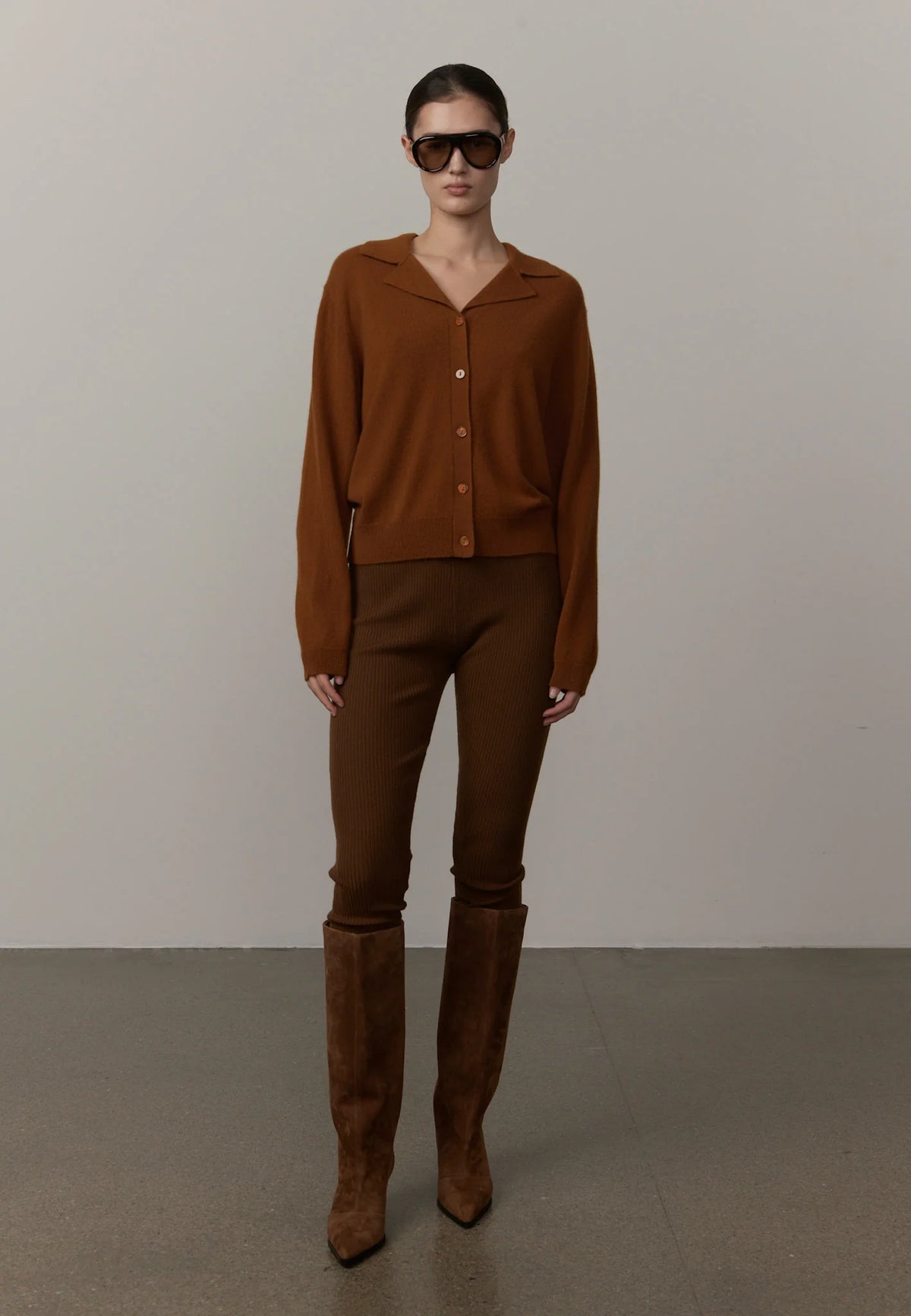 Alton Cashmere Cardigan - Dark Amber