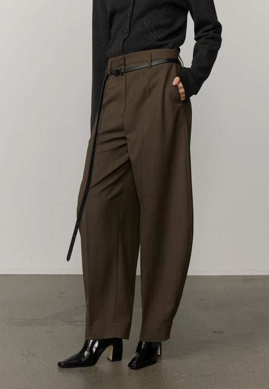 Dante Mid Waist Pants - Khaki