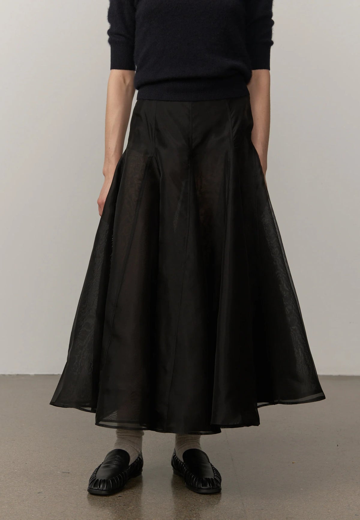 Greta Silk Skirt in Black