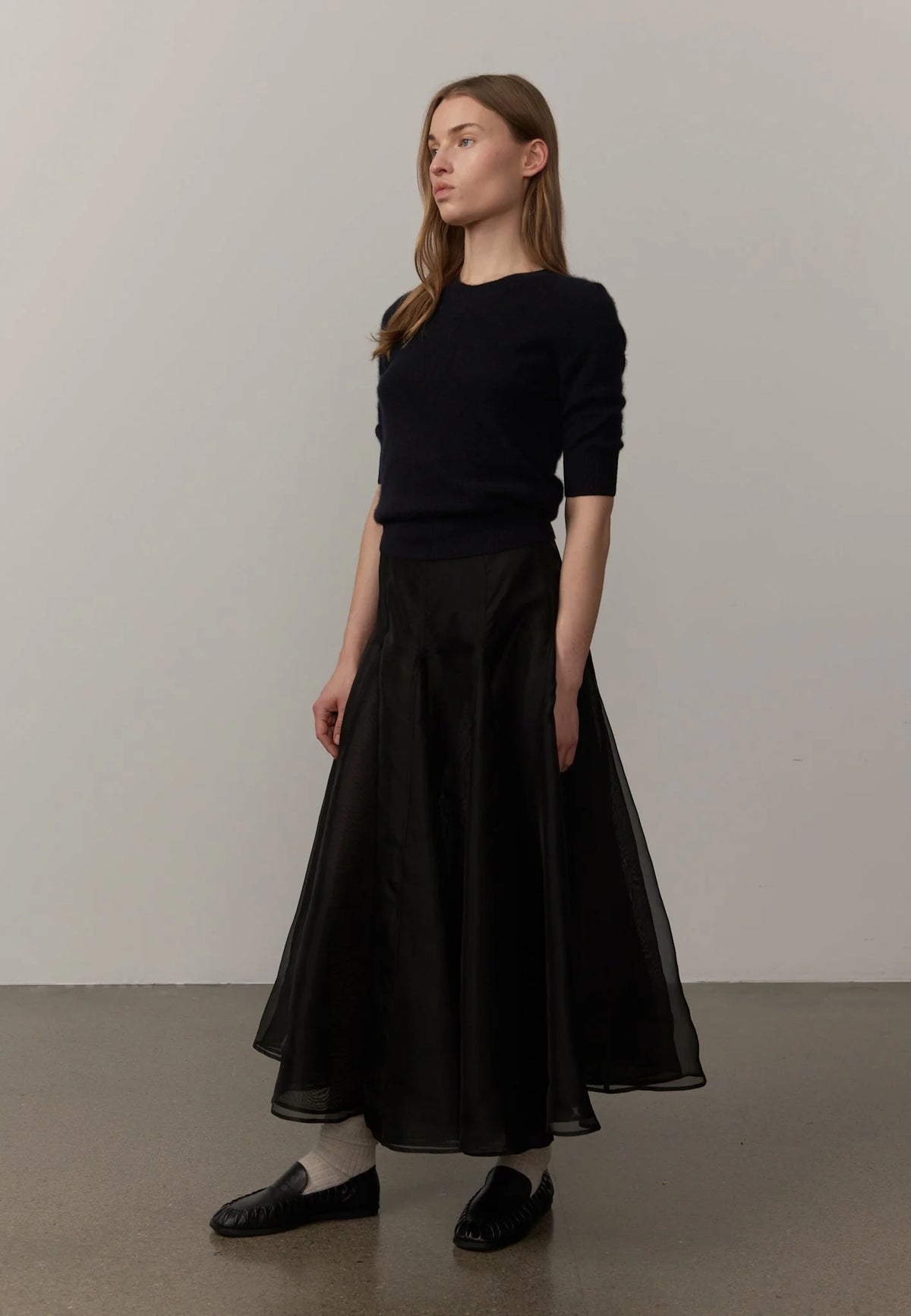Greta Silk Skirt in Black