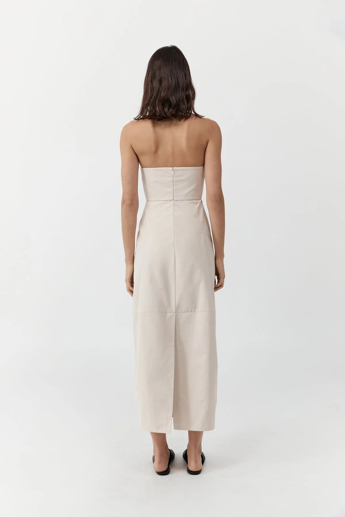 Canvas pleat cocoon dress - shell