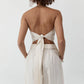 Strapless tie back top - ecru stripe