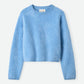 Brushed cashmere crewneck in azure blue
