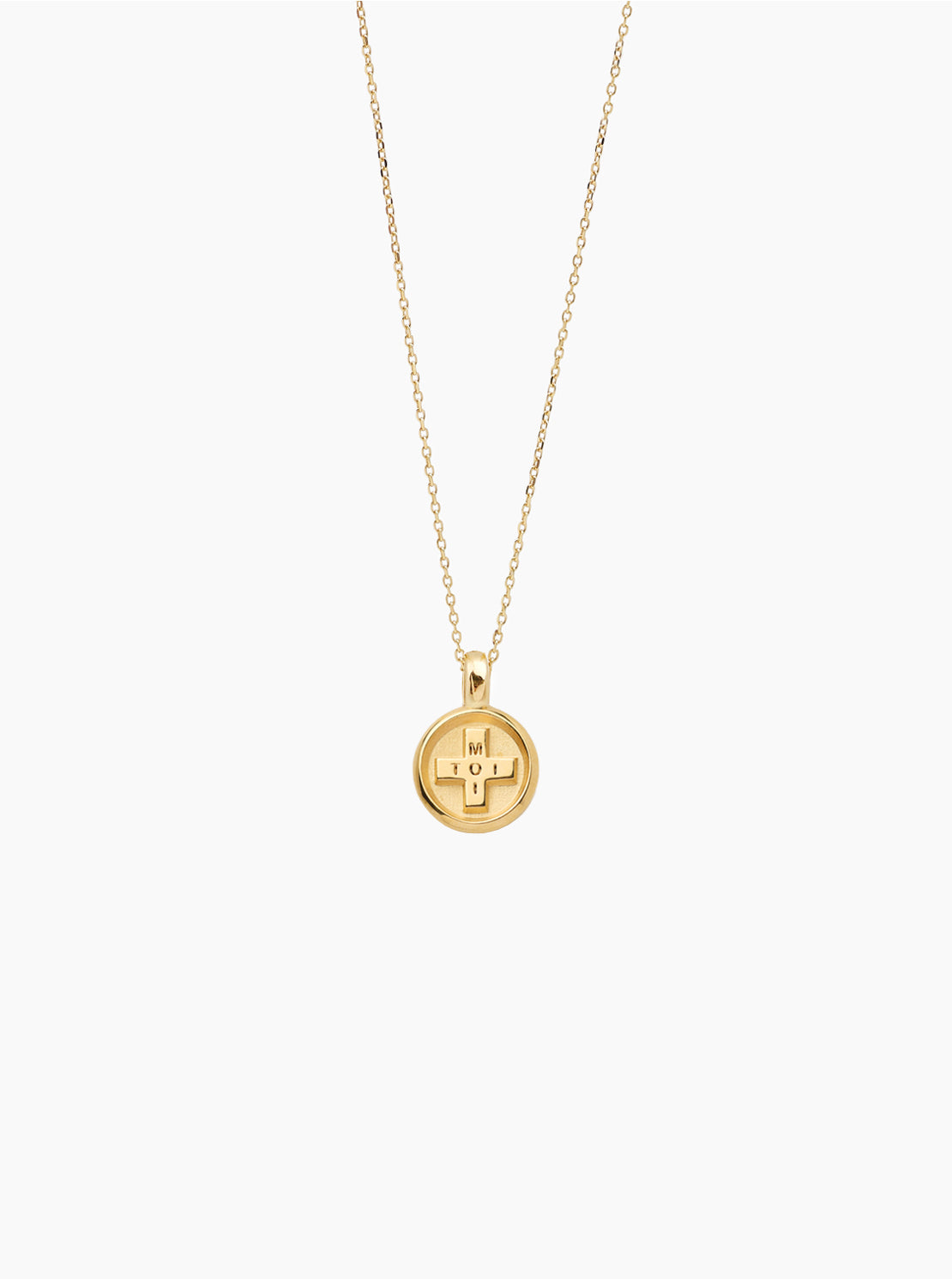 Small gold Moi & Toi disc on a trace chain