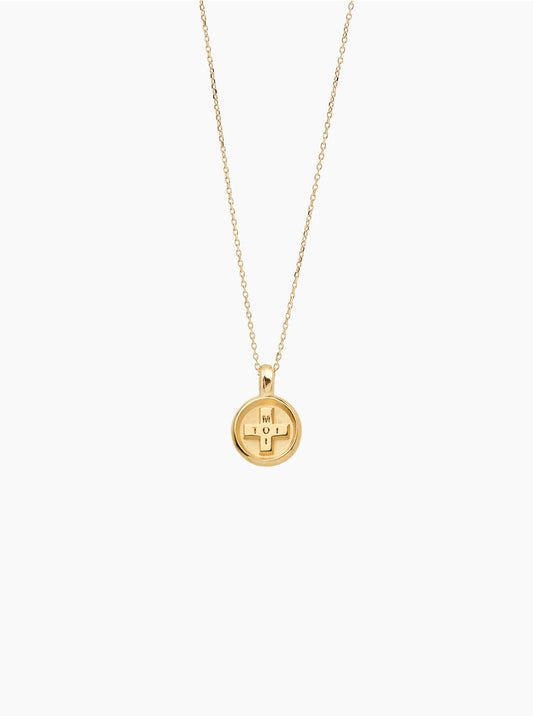 Small gold Moi & Toi disc on a trace chain