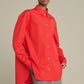 Oversized shirt in glazed poplin - red