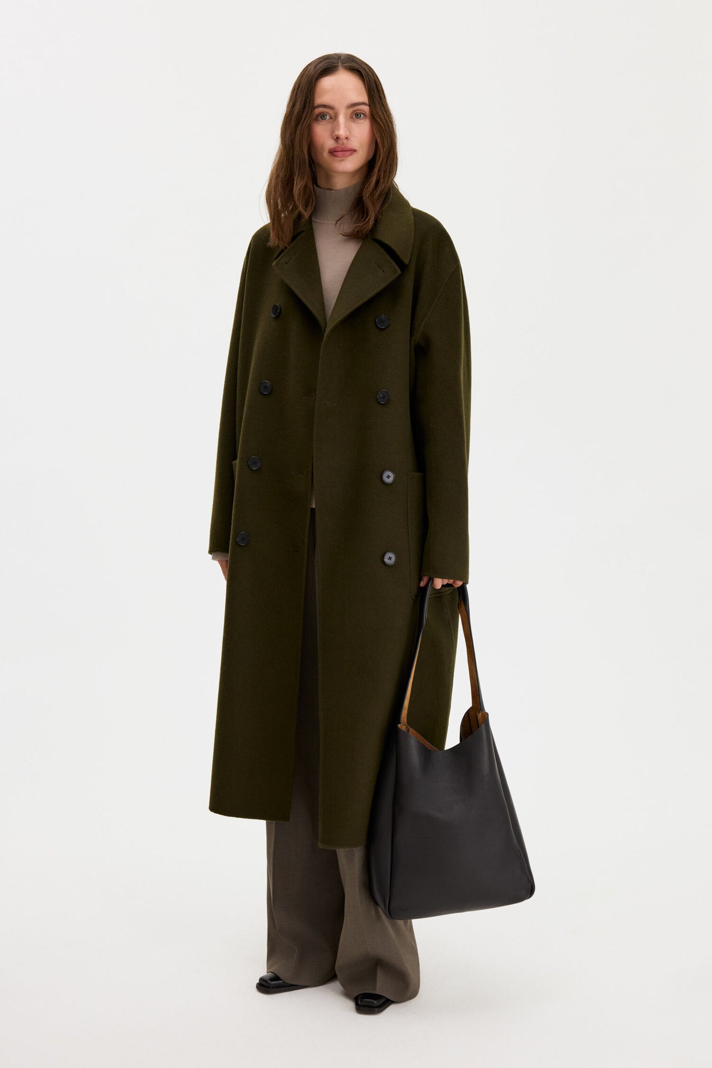 Amelia double coat - dark moss green