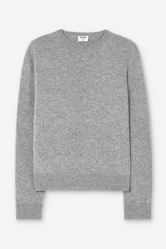 Soft wool crewneck sweater - grey melange