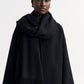Woven black scarf with fringe