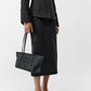 Woven slim bateau tote - black