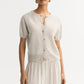 Brushed short sleeve cardigan-chalk