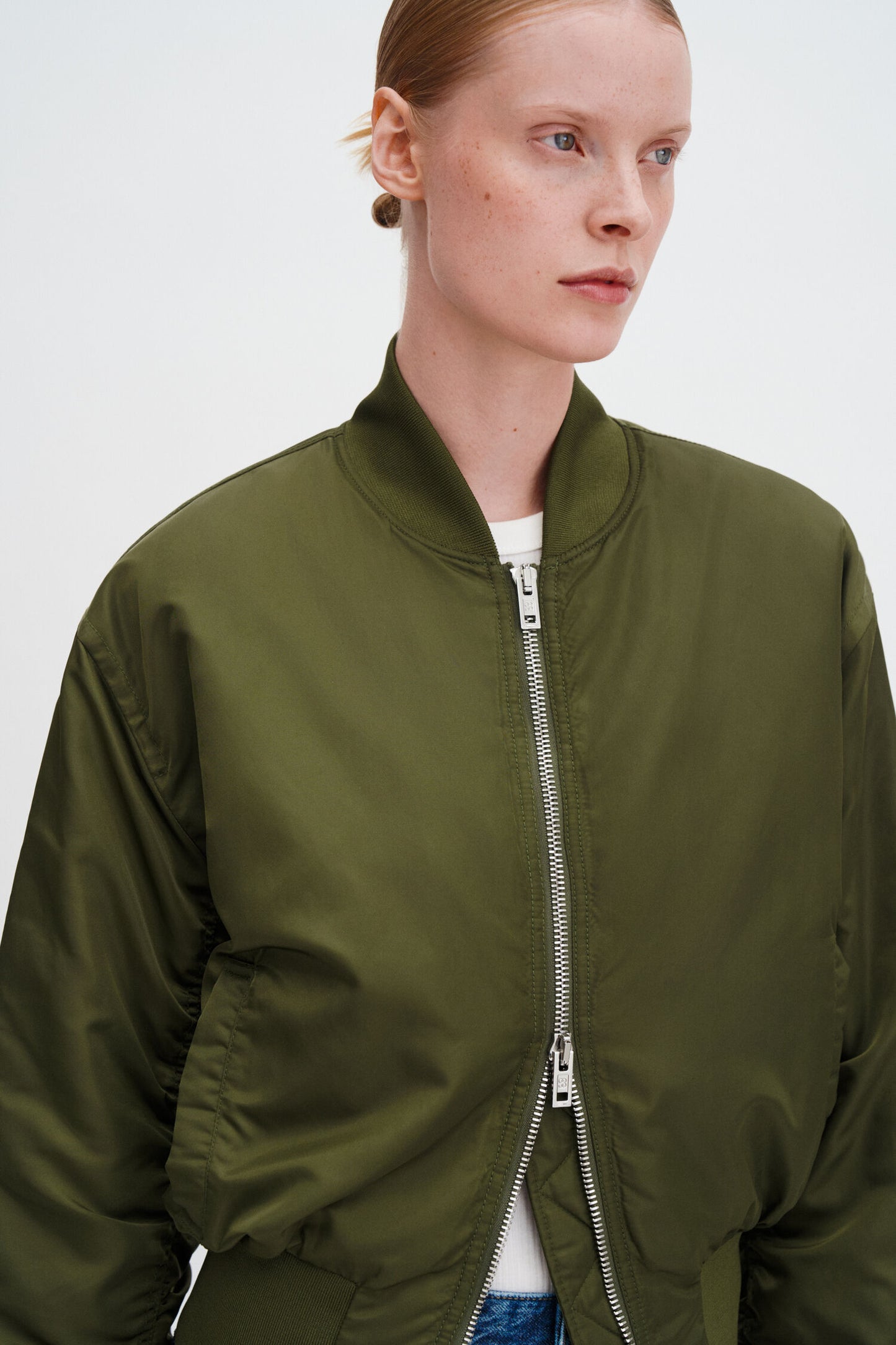 Nylon zip jacket midnight green