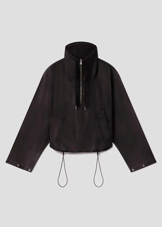 Lydia nylon popover anorak - black