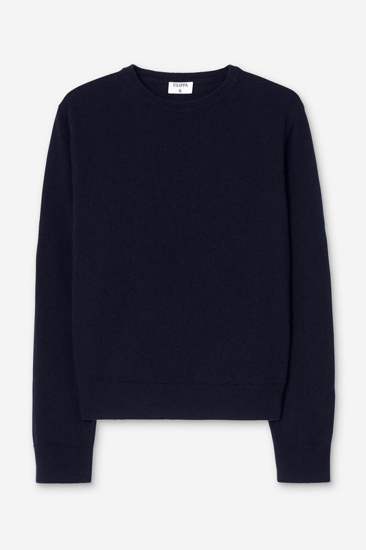 Soft wool crewneck sweater navy