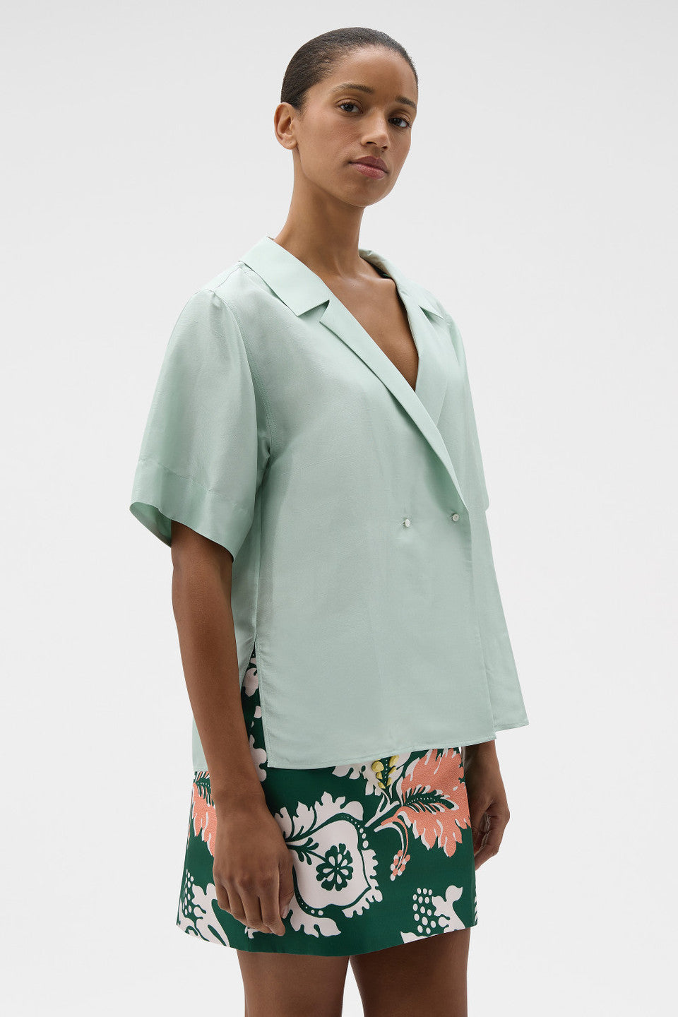 Wrap silk shirt in glass