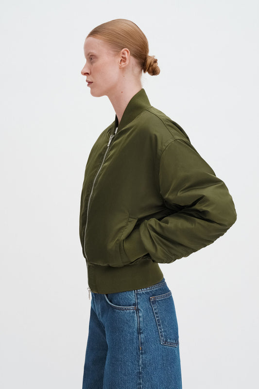 Nylon zip jacket midnight green