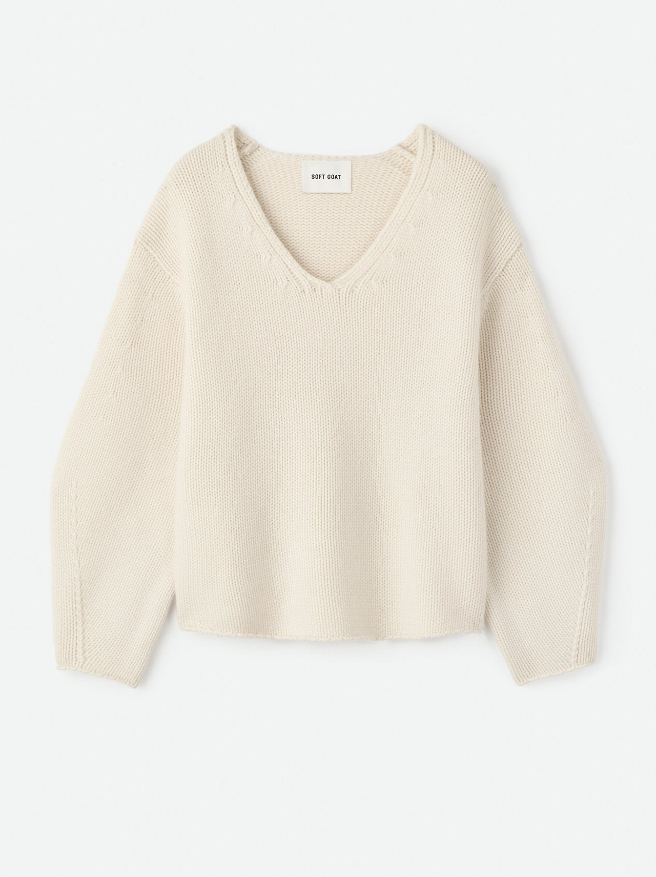 Puff sleeve v neck feather white