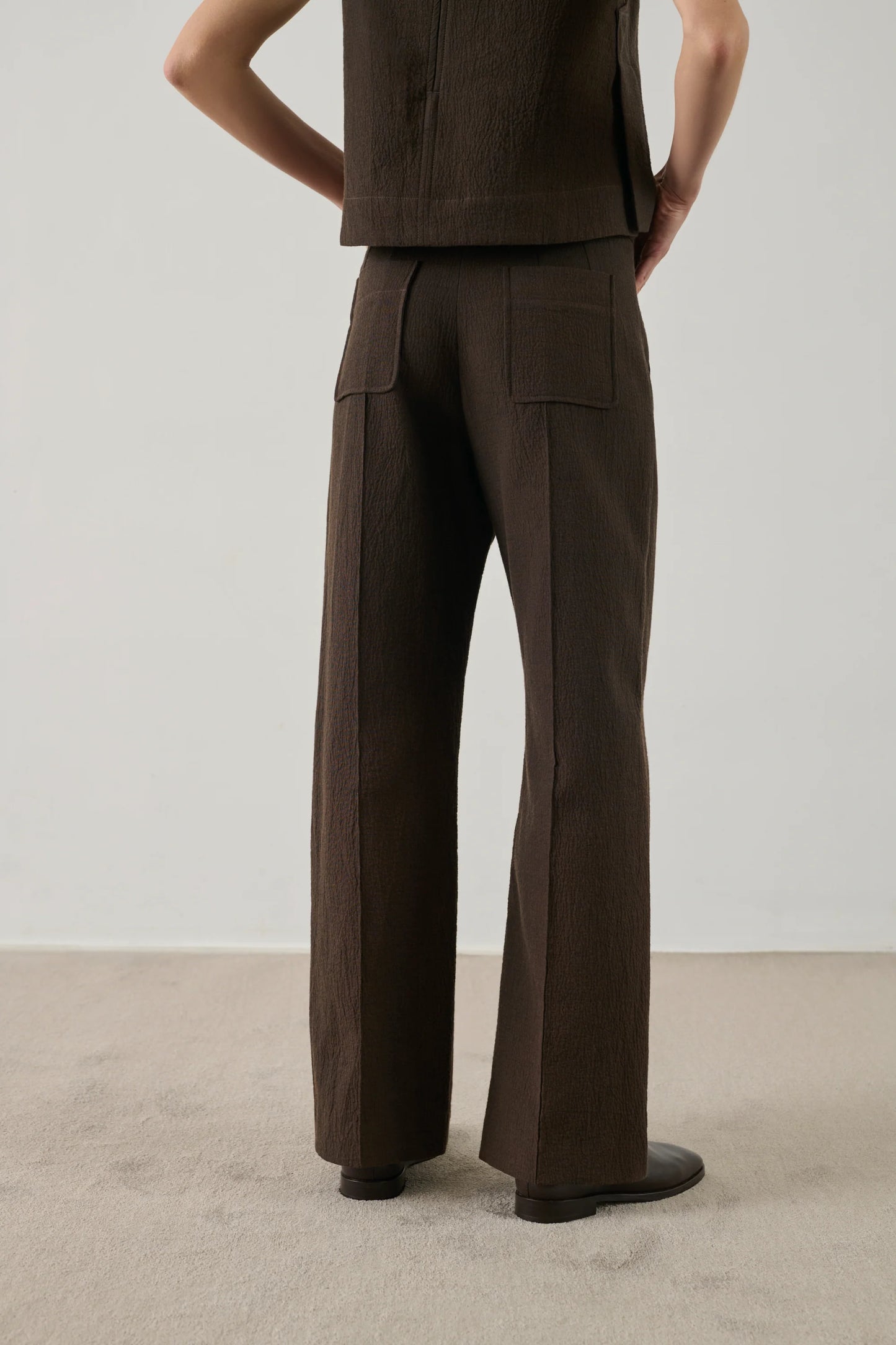 Harry trouser in waffle cotton - chocolate