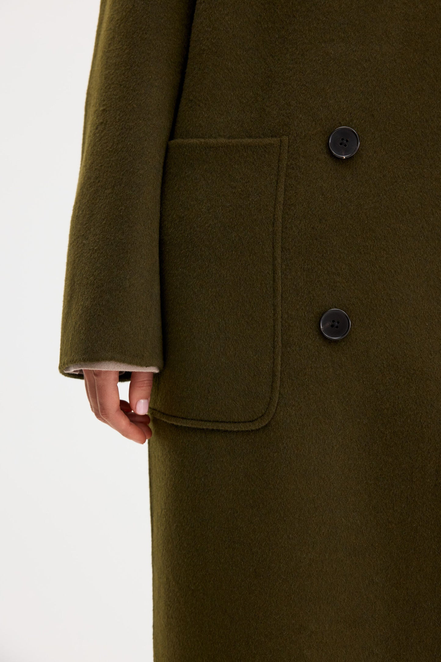 Amelia double coat - dark moss green