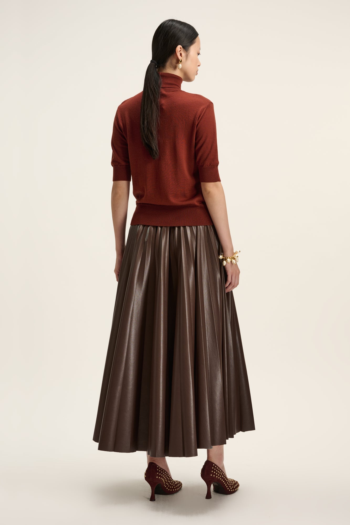 Dalia vegan leather skirt chocolate brown